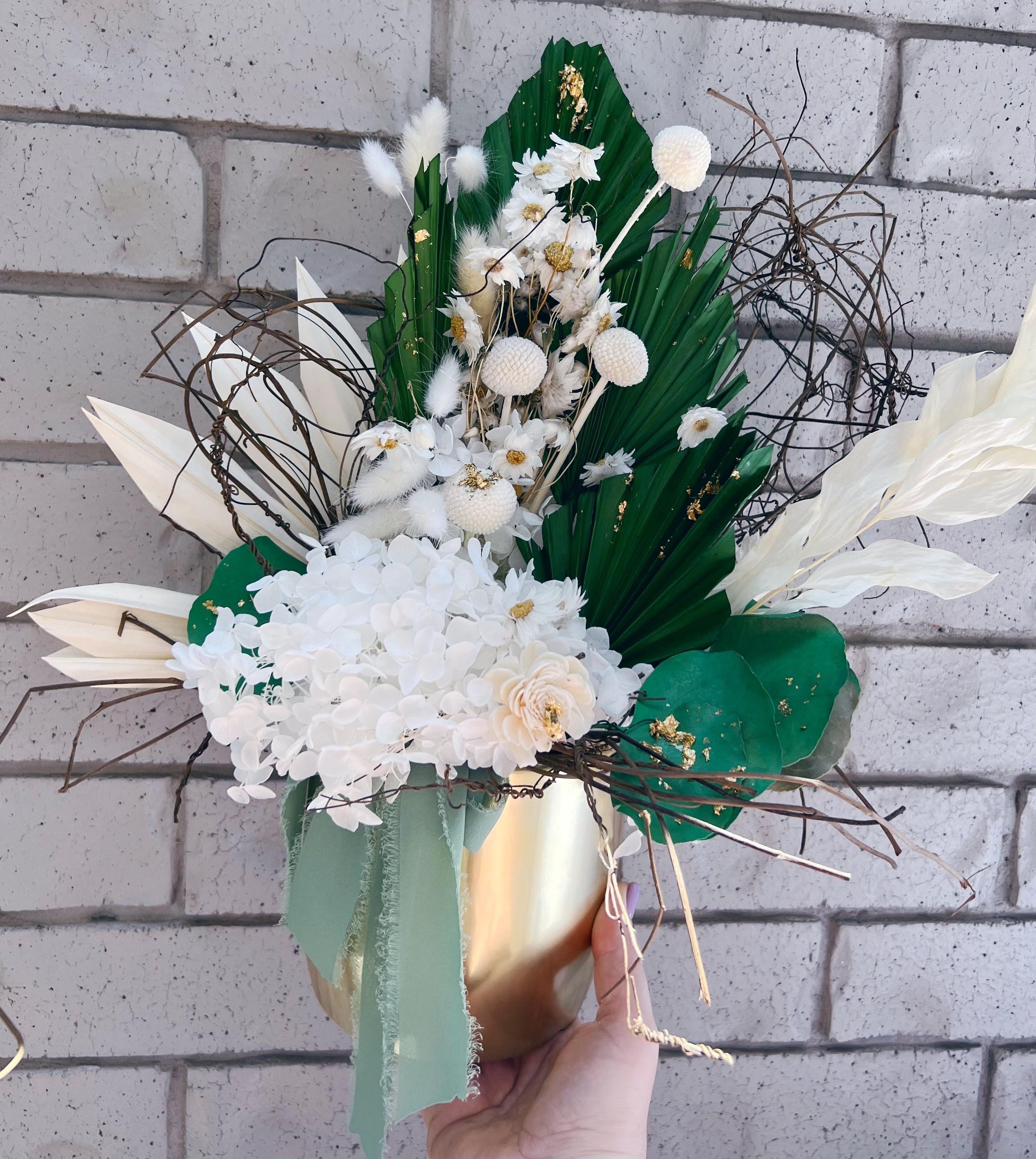 Green and Gold Dried Arrangement