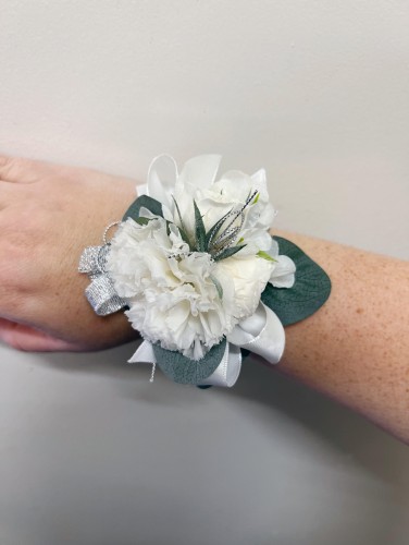 Silver/White Corsage Elastic Band