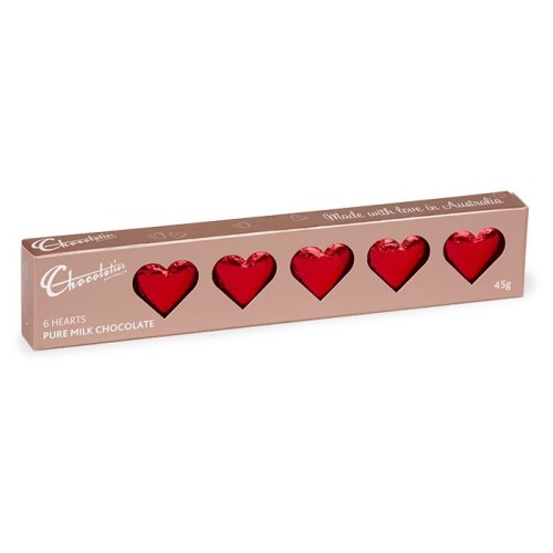 45g Solid Milk Chocolate Hearts - Red