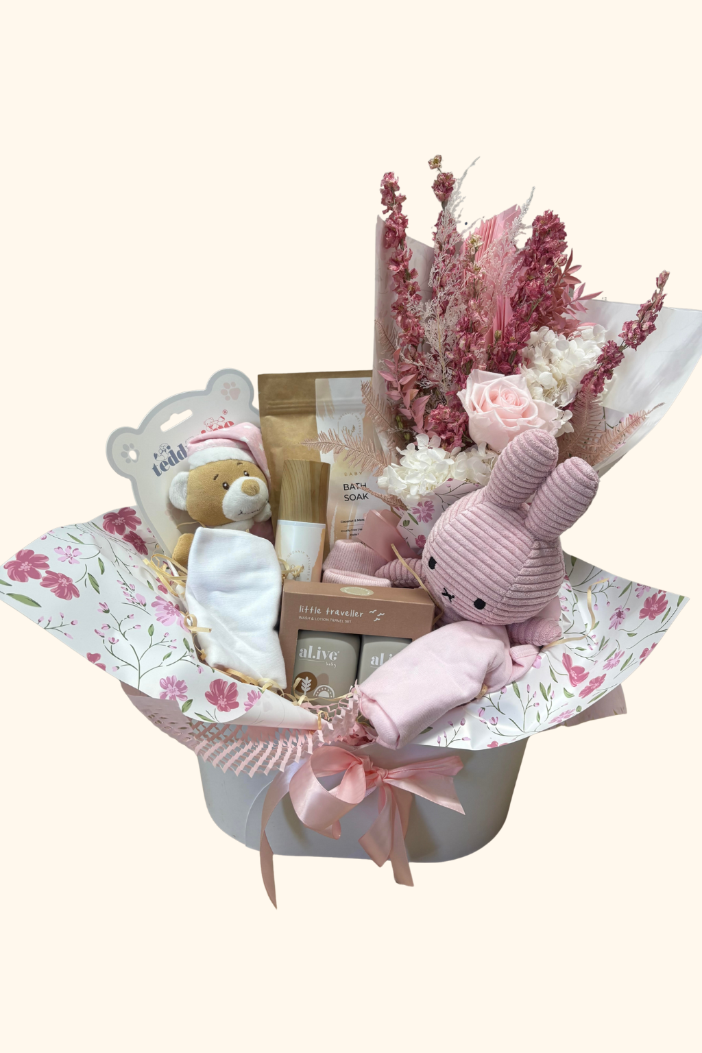 Pink Baby Gift Basket