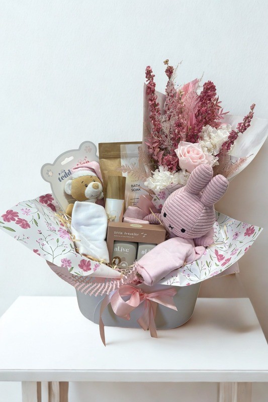 Pink Baby Gift Basket